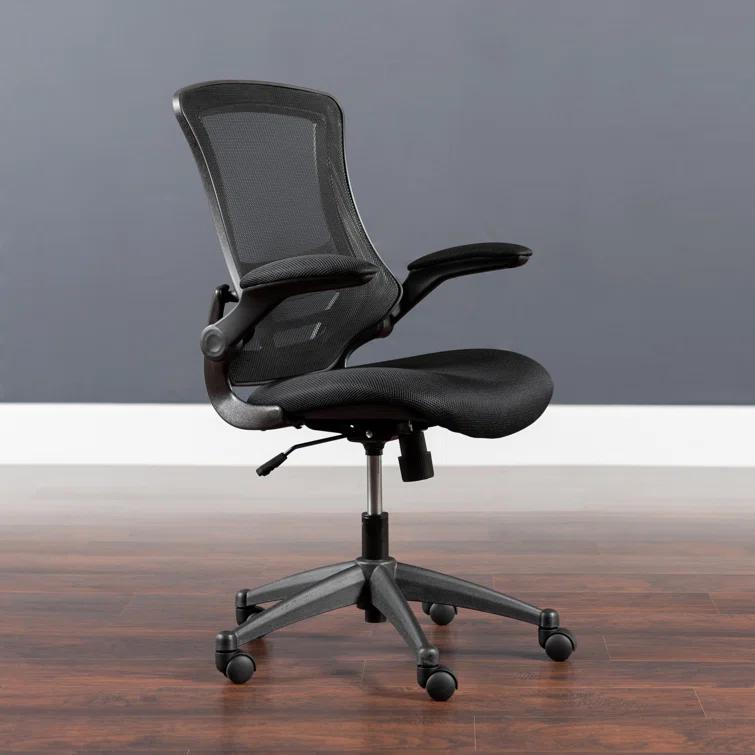 Jayetta Mid-Back Mesh Swivel Ergonomic Office Chair with Flip-Up Arms