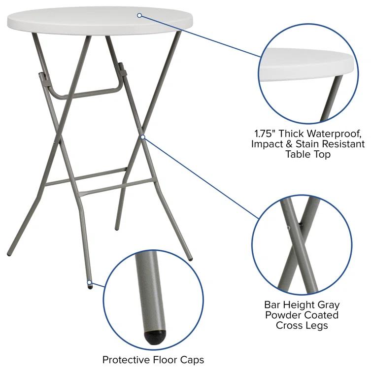Flash Furniture Parker Round Plastic Bar Height Folding Event Table