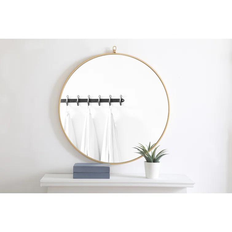 Cassie Metal/Manufactured Wood Round Wall Mirror