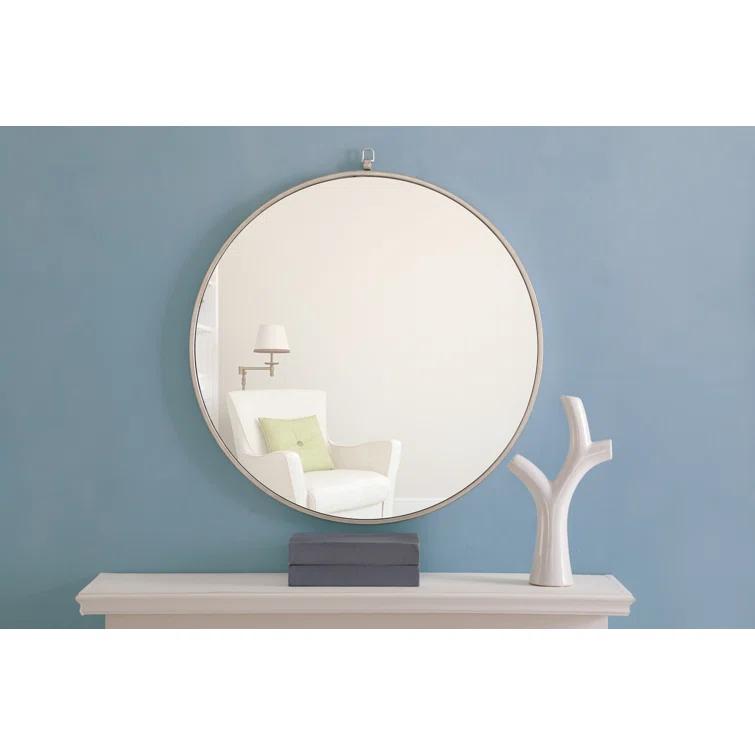 Cassie Metal/Manufactured Wood Round Wall Mirror