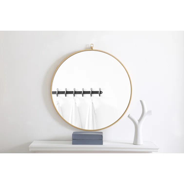 Cassie Metal/Manufactured Wood Round Wall Mirror
