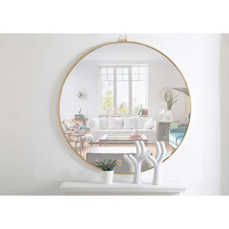 Cassie Metal/Manufactured Wood Round Wall Mirror