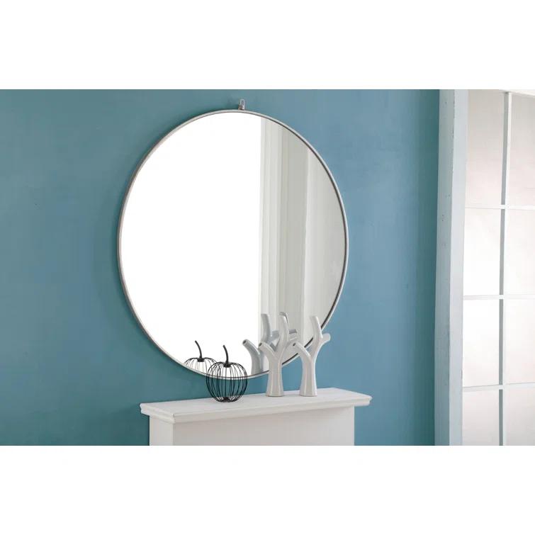 Cassie Metal/Manufactured Wood Round Wall Mirror
