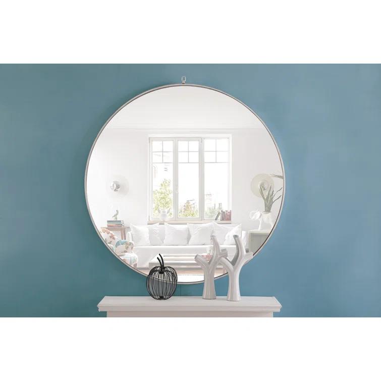 Cassie Metal/Manufactured Wood Round Wall Mirror