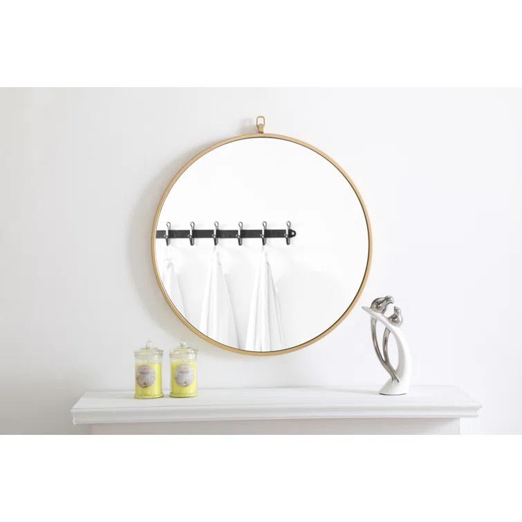Cassie Metal/Manufactured Wood Round Wall Mirror