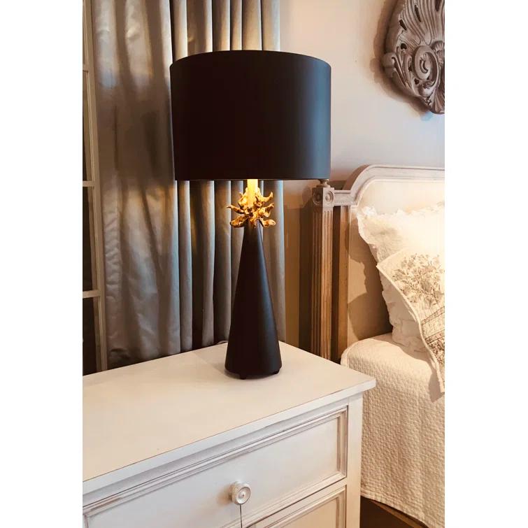 Lucas McKearn Neo Contemporary Metal Table Lamp with Gold Accents in Black