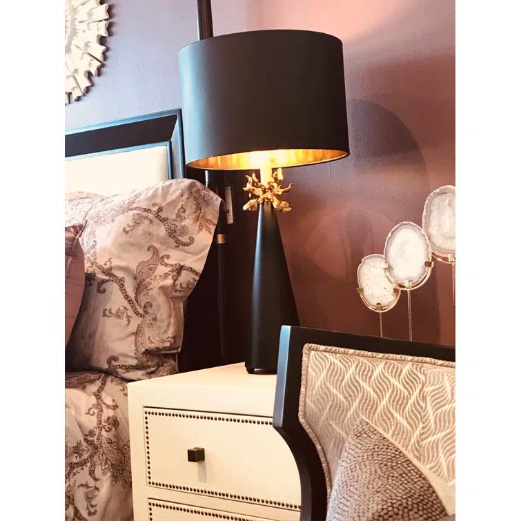Lucas McKearn Neo Contemporary Metal Table Lamp with Gold Accents in Black