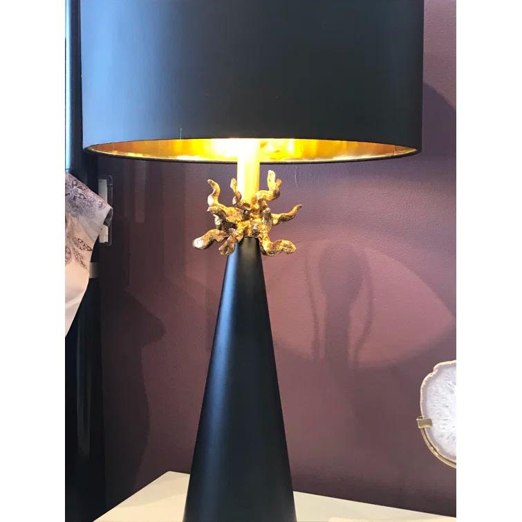 Lucas McKearn Neo Contemporary Metal Table Lamp with Gold Accents in Black