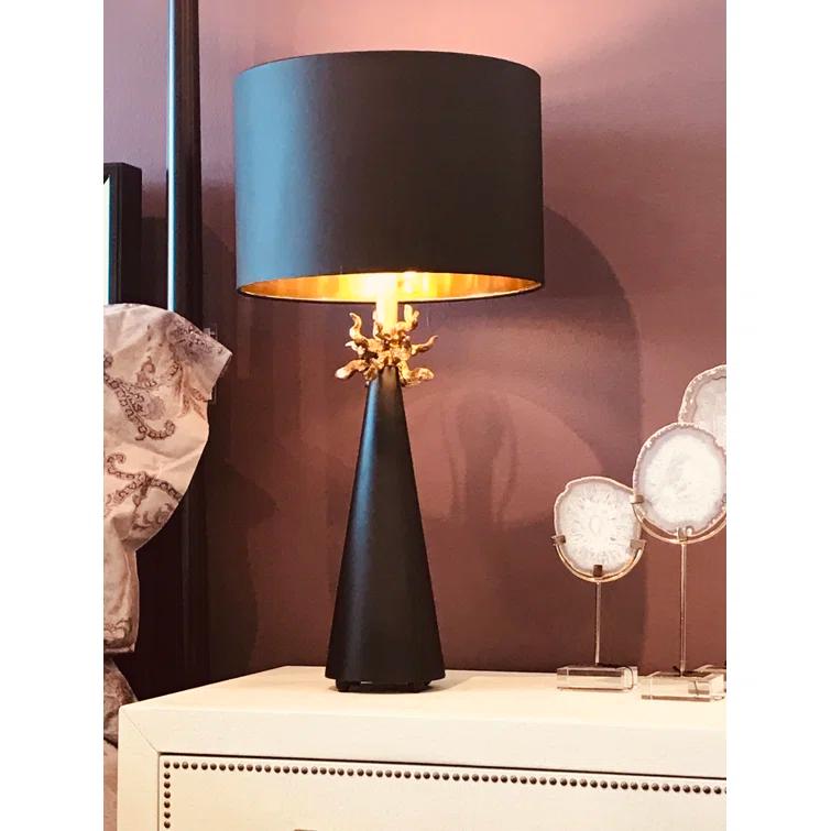 Lucas McKearn Neo Contemporary Metal Table Lamp with Gold Accents in Black