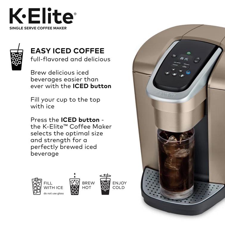 Keurig K-Elite Single-Serve K-Cup Pod Coffee Maker with Iced Coffee Setting and Strength Control