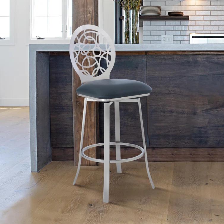 Swivel Upholstered Counter Stool with Metal Frame