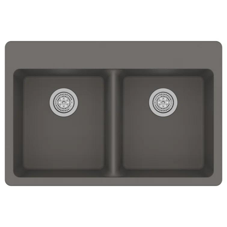Granite 33" L x 22" W Double Bowl Dual Mount Kitchen Sink