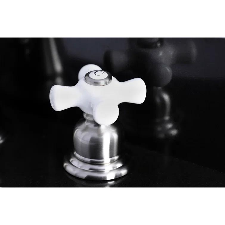 Kingston Brass American Classic Two-Handle 3-Hole Deck Mount Widespread Bathroom Faucet with Pop-Up Drain