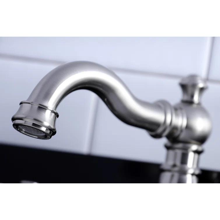 Kingston Brass American Classic Two-Handle 3-Hole Deck Mount Widespread Bathroom Faucet with Pop-Up Drain