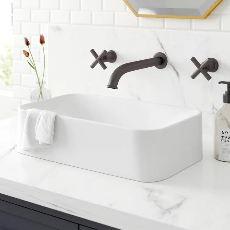 Ceramic Ceramic Rectangular Vessel Bathroom Sink