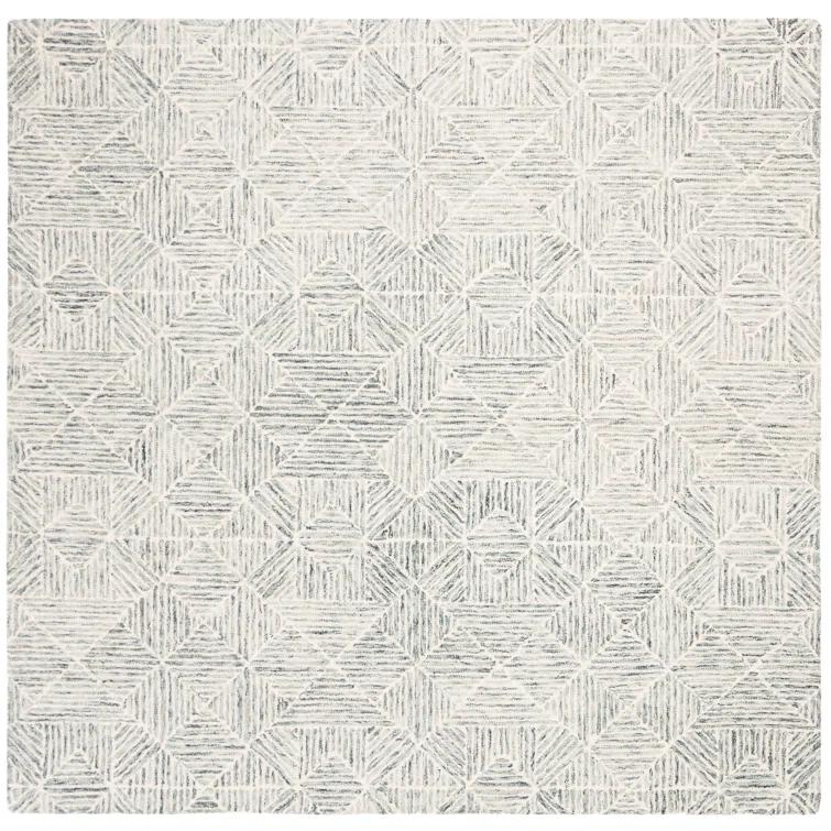 SAFAVIEH Abstract Brock Geometric Area Rug, Green/Ivory, 6' x 6' Square