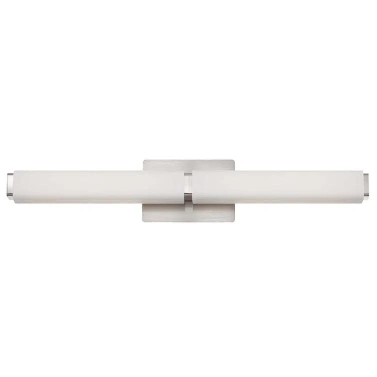 Sleek Brushed Nickel LED Vanity Light with Etched Opal Glass