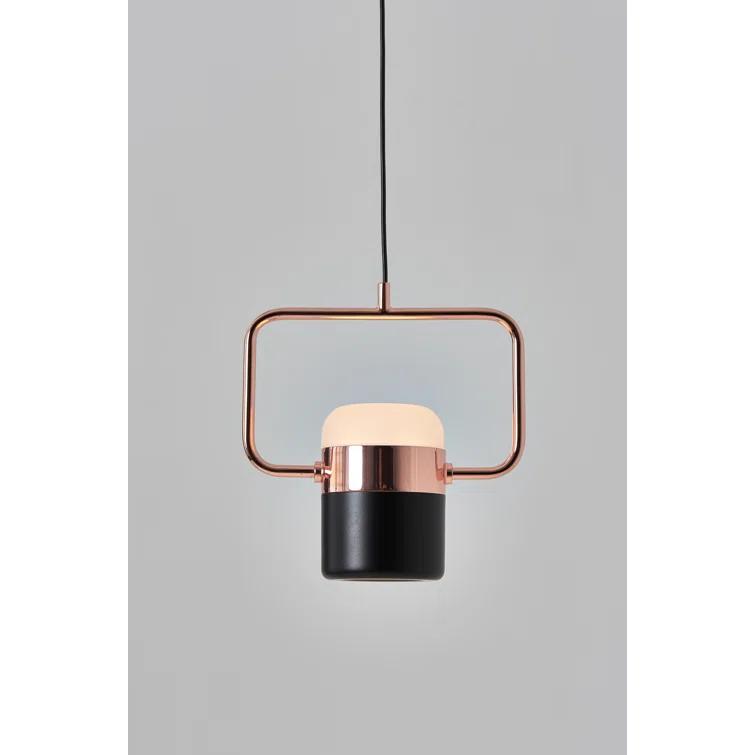 Ling Matte Black LED Glass Pendant Light - 7" W x 4.5" H