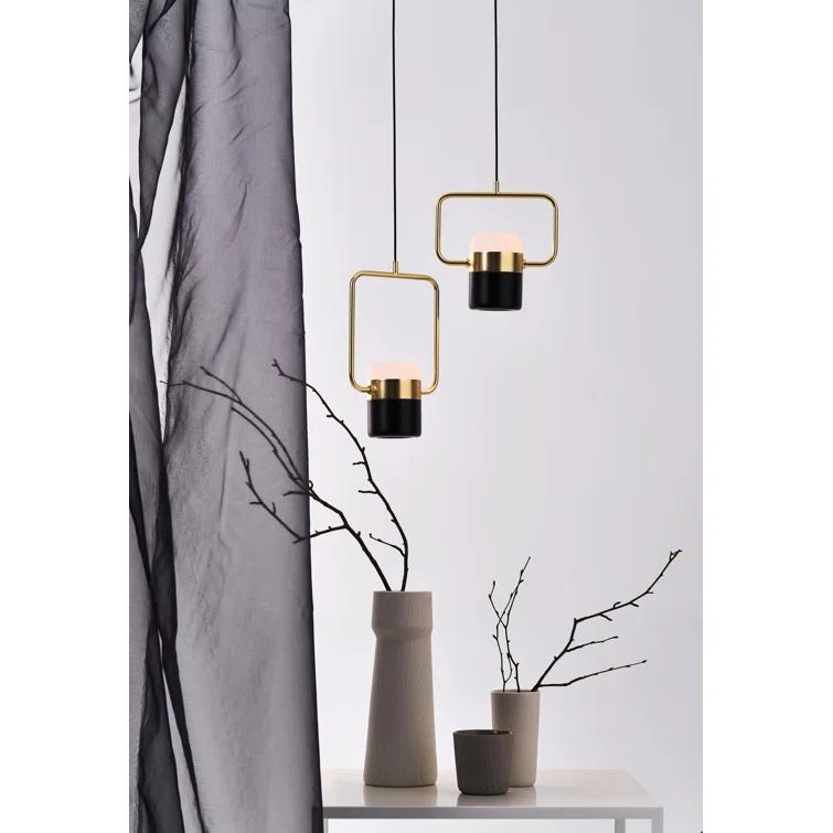 Ling Matte Black LED Glass Pendant Light - 7" W x 4.5" H