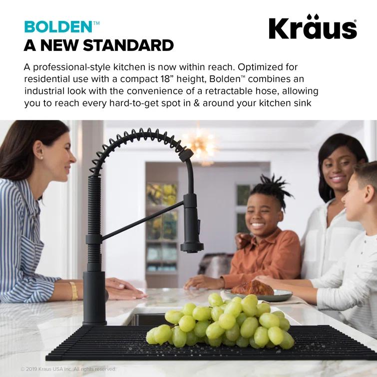 KRAUS Bolden Commercial Style 2-Function Single Handle Pull Down Kitchen Faucet