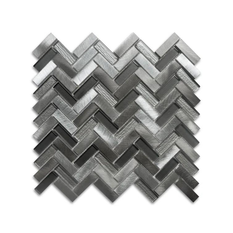 Twilight Series 0.5" x 2" Straight Edge Metal and Glass Mosaic Tile