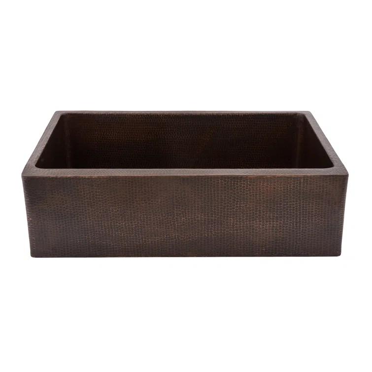 33" Hammered Copper Apron Front Single Basin Kitchen Sink