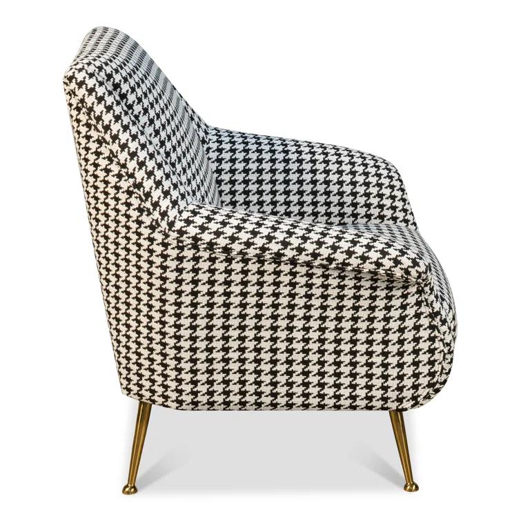 Ziegfeld 32'' Black Linen and Gold-Tone Modern Armchair