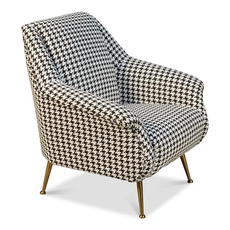 Ziegfeld 32'' Black Linen and Gold-Tone Modern Armchair