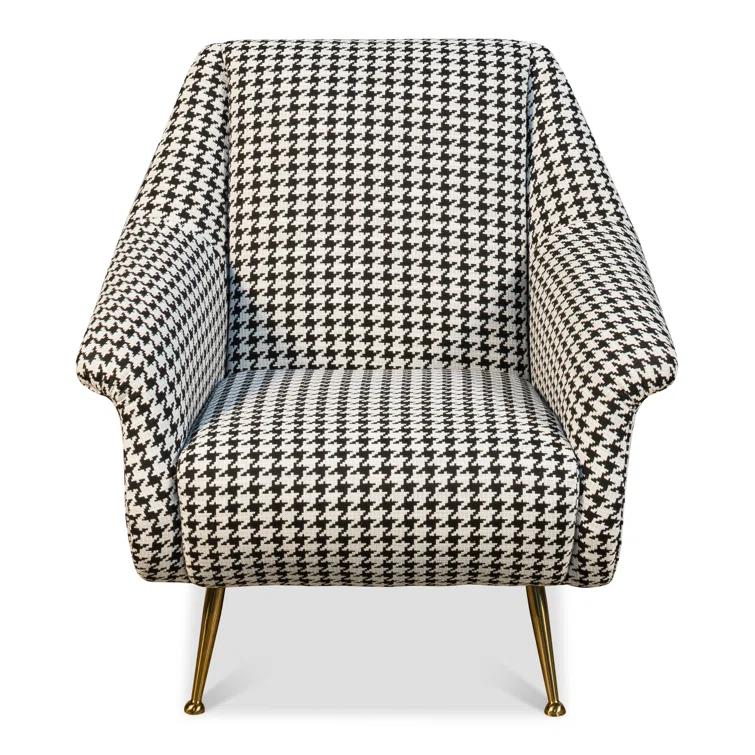 Ziegfeld 32'' Black Linen and Gold-Tone Modern Armchair