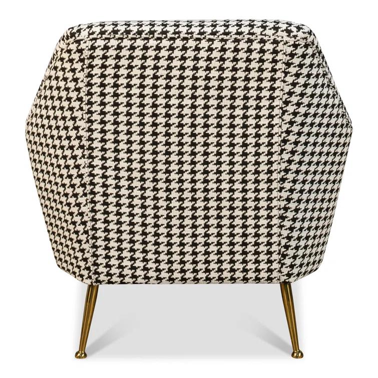 Ziegfeld 32'' Black Linen and Gold-Tone Modern Armchair