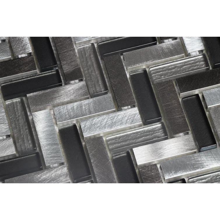 Twilight Series 0.5" x 2" Straight Edge Metal and Glass Mosaic Tile