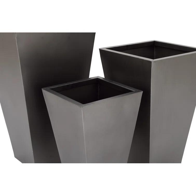 Set of 3 Contemporary Trapezoidal Iron Planters Gray - Olivia & May