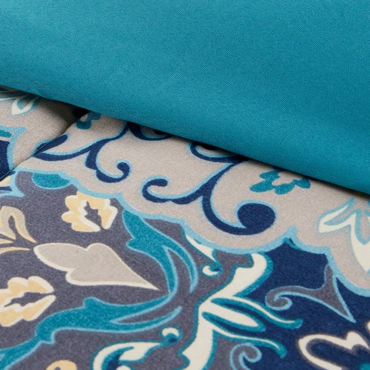 Modern Threads - Granada Collection Comforter Set - Reversible Microfiber - Elegant Printed 8-Piece Bed Set - Includes Comforter, Sheets, Shams, & Pillow - Luxurious Bedding