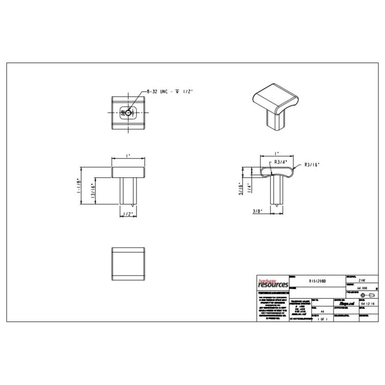 Park 1" LengthSquare Knob