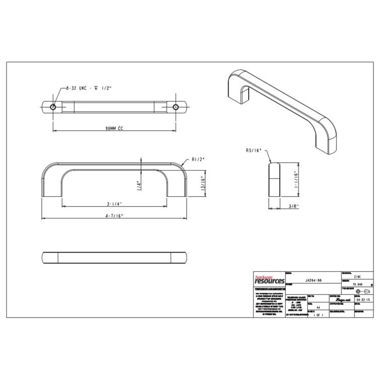 Jeffrey Alexander Alvar 3 3/4" Center to Center Bar Pull
