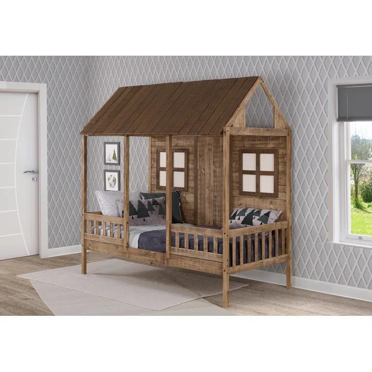 Donco Kids PD-1899TRD Twin Front Porch Low Loft, Rustic Driftwood