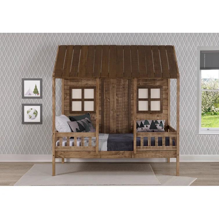 Donco Kids PD-1899TRD Twin Front Porch Low Loft, Rustic Driftwood