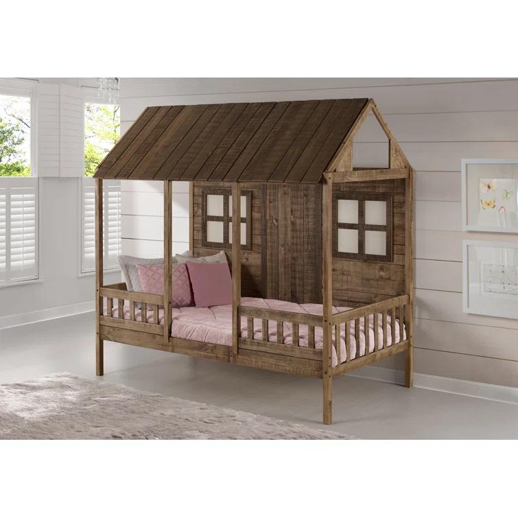 Donco Kids PD-1899TRD Twin Front Porch Low Loft, Rustic Driftwood