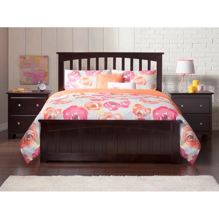 AFI Furnishings Mission Low Profile Solid Wood Platform Bed with Matching Footboard