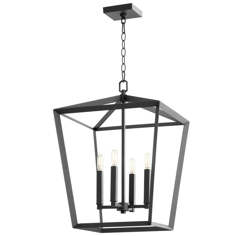 Hyperion 4 - Light Iron Lantern Geometric Chandelier