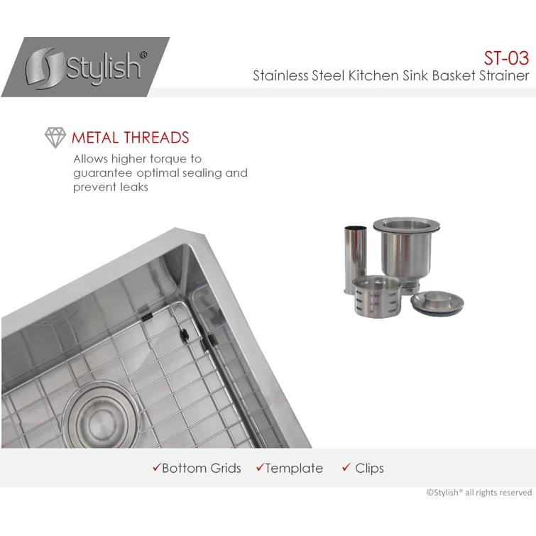 STYLISH 3.5 inch Kitchen Sink Deep Strainer with Removable Basket