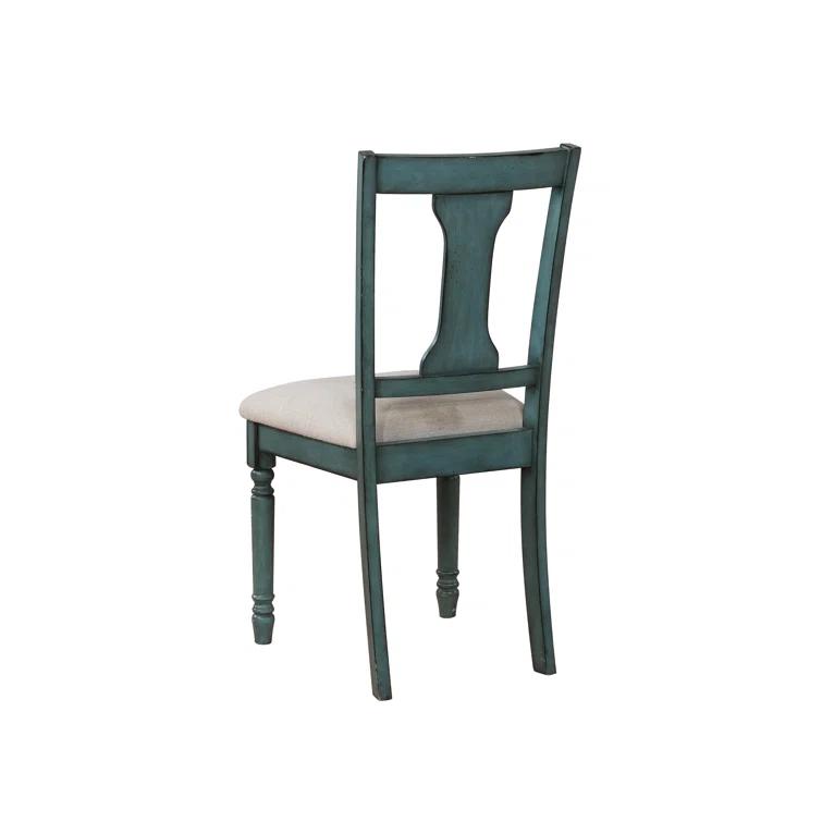 Willow Slat Back Turned Leg Upholstered Side Chair