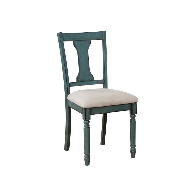 Willow Slat Back Turned Leg Upholstered Side Chair