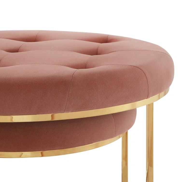 Carlotta Velvet Nesting Ottoman Set of 2 with Stainless Steel Polished Gold Frame