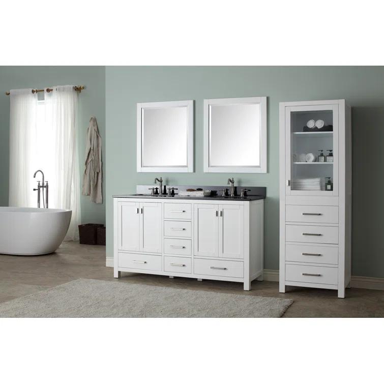 White Double Vanity with Cala White Marble Top