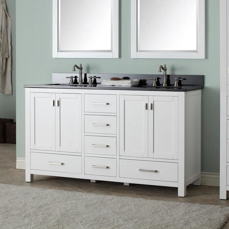 White Double Vanity with Cala White Marble Top
