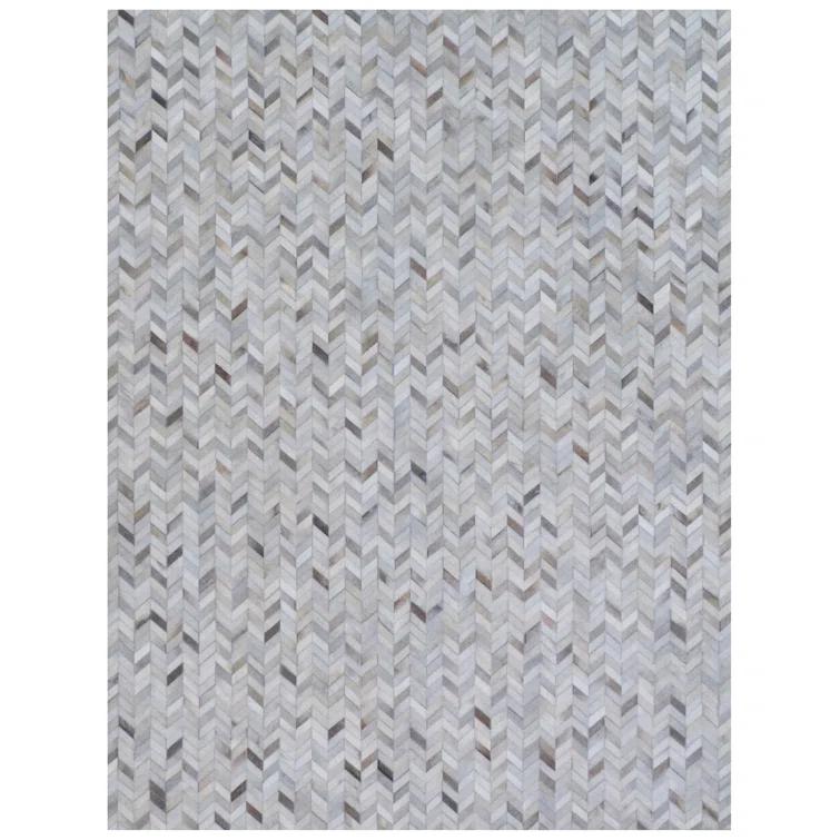 Mosaic Leather Cowhide Chevron Rug