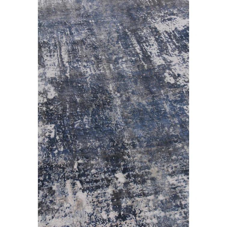 Reflections Abstract Hand-Loomed Blue/Ivory Area Rug