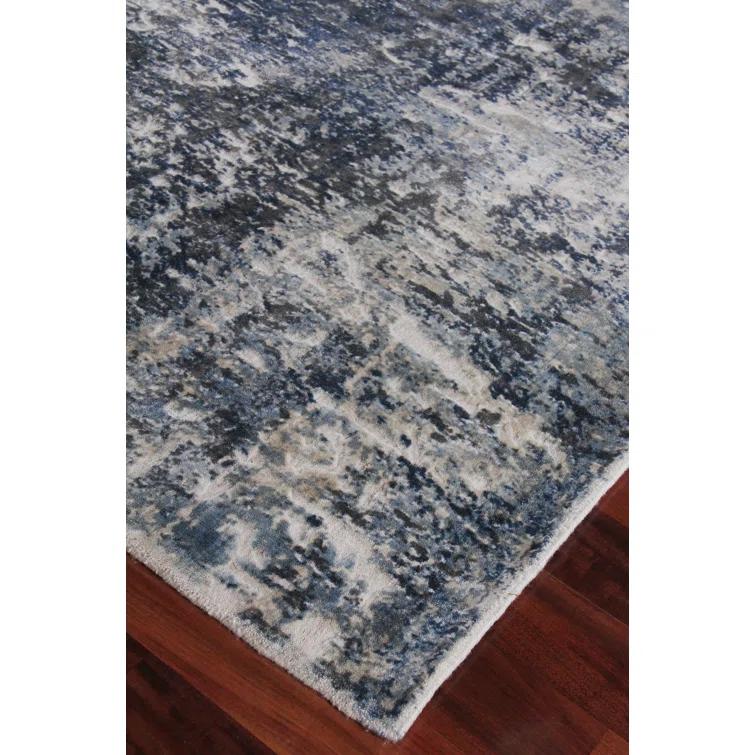 Reflections Abstract Hand-Loomed Blue/Ivory Area Rug