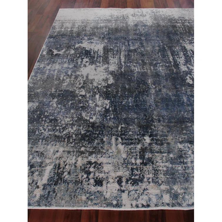 Reflections Abstract Hand-Loomed Blue/Ivory Area Rug